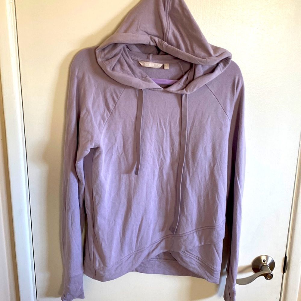 Athleta pinnacle criss cross hoodie- light purple/lilac color- size small